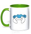 Mug with a colored handle SMURF BOY BLUE kelly-green фото