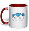 Mug with a colored handle SMURF BOY BLUE red фото