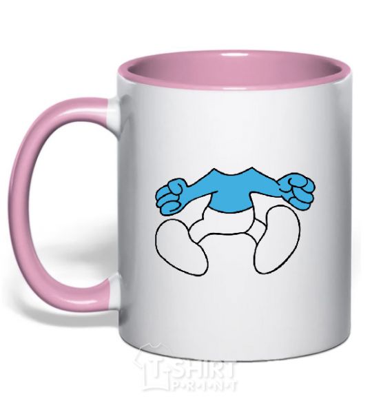 Mug with a colored handle SMURF BOY BLUE light-pink фото