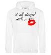 Men`s hoodie IT ALL STARTED WITH A KISS White фото