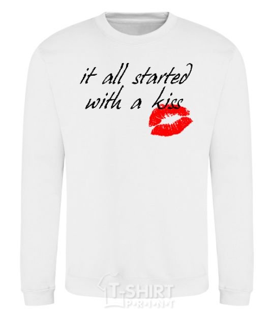 Sweatshirt IT ALL STARTED WITH A KISS White фото