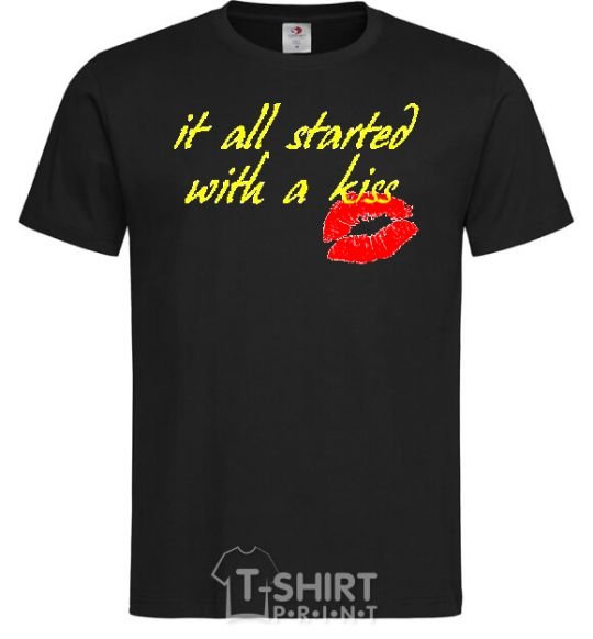 Men's T-Shirt IT ALL STARTED WITH A KISS black фото