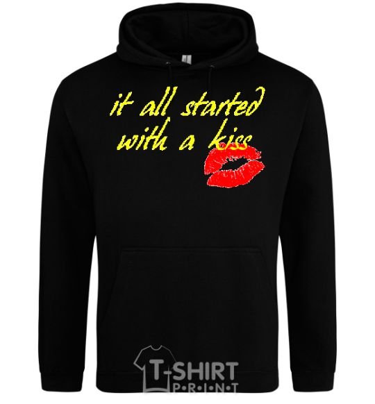 Men`s hoodie IT ALL STARTED WITH A KISS black фото