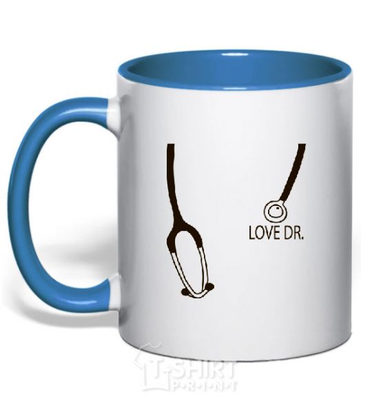 Mug with a colored handle LOVE DR. royal-blue фото