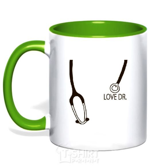 Mug with a colored handle LOVE DR. kelly-green фото