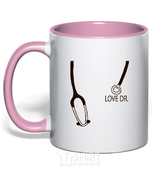 Mug with a colored handle LOVE DR. light-pink фото