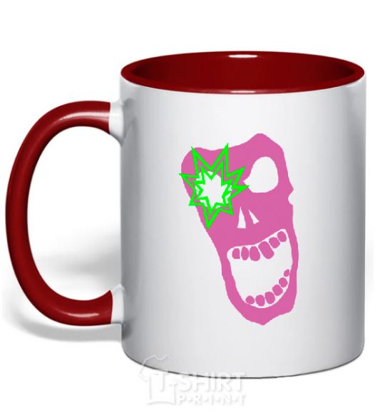 Mug with a colored handle PINK SKULL red фото
