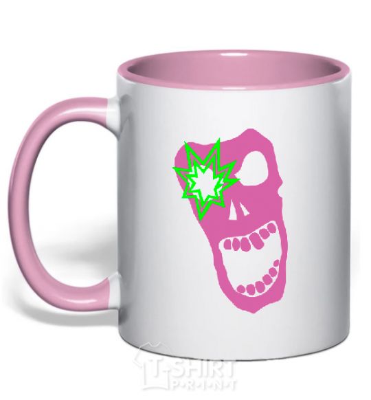 Mug with a colored handle PINK SKULL light-pink фото