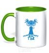 Mug with a colored handle TELL THE WORLD TO GO! kelly-green фото