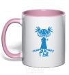 Mug with a colored handle TELL THE WORLD TO GO! light-pink фото