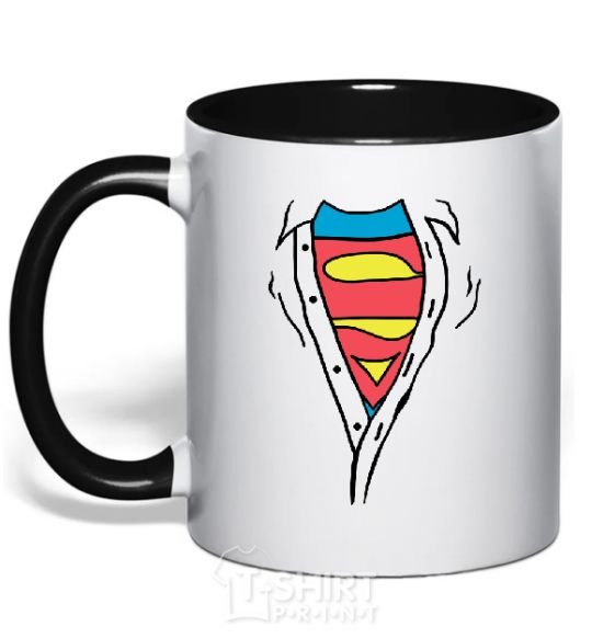 Mug with a colored handle SHIRTLESS SUPERMAN black фото