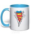 Mug with a colored handle SHIRTLESS SUPERMAN sky-blue фото