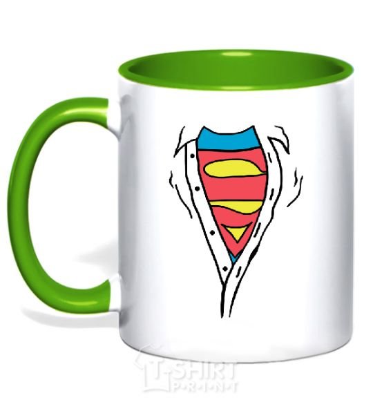 Mug with a colored handle SHIRTLESS SUPERMAN kelly-green фото