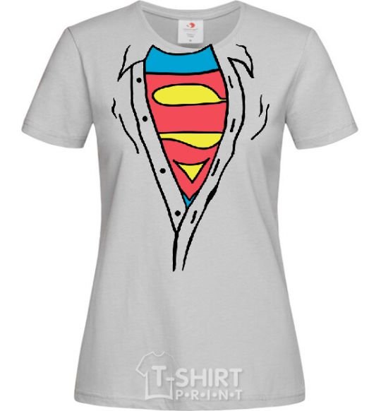 Women's T-shirt SHIRTLESS SUPERMAN grey фото