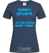 Women's T-shirt SORRY UP LATE ... navy-blue фото