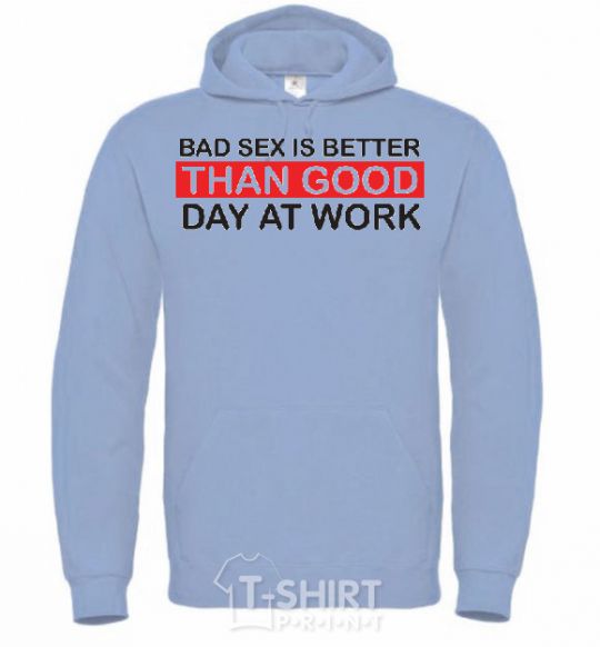 Men`s hoodie BAD SEX sky-blue фото