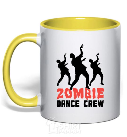 Mug with a colored handle ZOMBIE DANCE CREW yellow фото