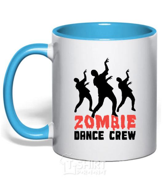 Mug with a colored handle ZOMBIE DANCE CREW sky-blue фото