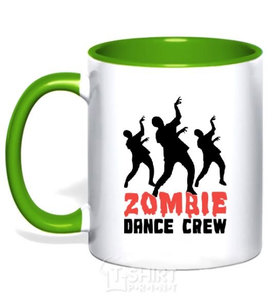 Mug with a colored handle ZOMBIE DANCE CREW kelly-green фото