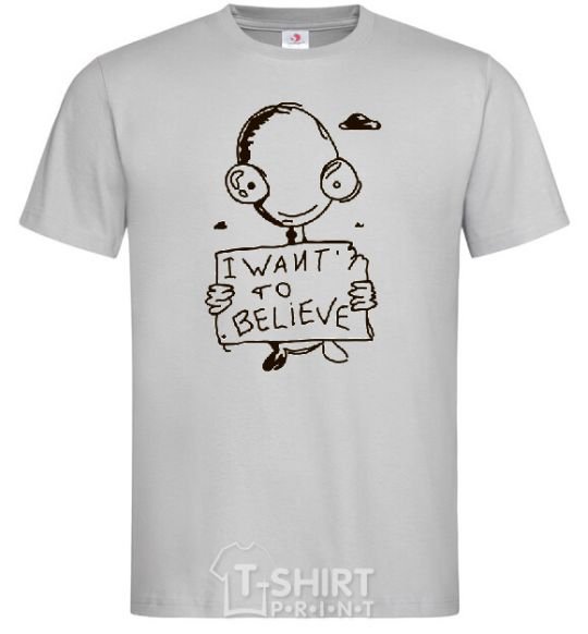 Men's T-Shirt I WANT TO BELIEVE grey фото