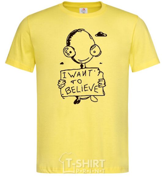 Men's T-Shirt I WANT TO BELIEVE cornsilk фото