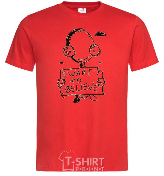 Men's T-Shirt I WANT TO BELIEVE red фото