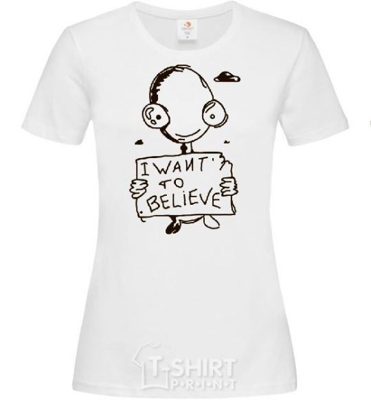 Женская футболка I WANT TO BELIEVE Белый фото