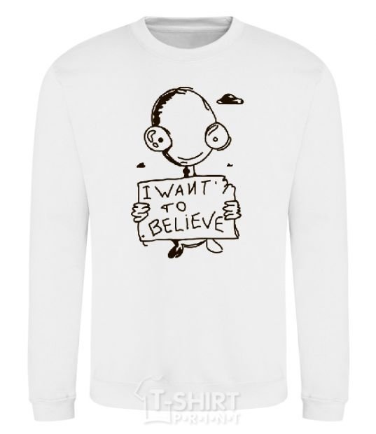 Sweatshirt I WANT TO BELIEVE White фото