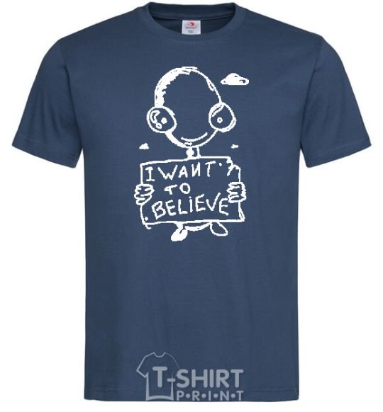 Men's T-Shirt I WANT TO BELIEVE navy-blue фото