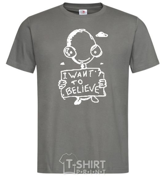 Men's T-Shirt I WANT TO BELIEVE dark-grey фото