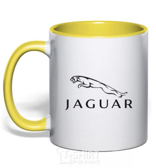 Mug with a colored handle JAGUAR yellow фото
