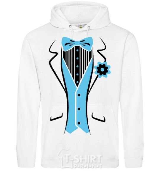 Men`s hoodie BLUE TIE White фото