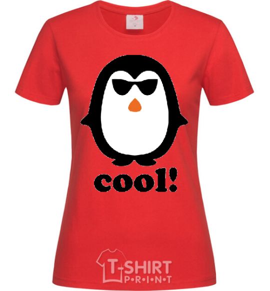 Женская футболка COOL PENGUIN Красный фото