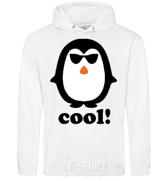 Мужская толстовка (худи) COOL PENGUIN Белый фото