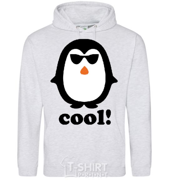 Мужская толстовка (худи) COOL PENGUIN Серый меланж фото