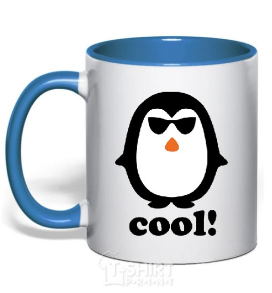 Mug with a colored handle COOL PENGUIN royal-blue фото