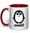 Чашка с цветной ручкой COOL PENGUIN Красный фото