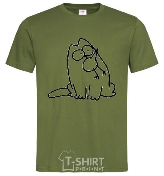 Men's T-Shirt SIMON'S CAT with a bird in his mouth millennial-khaki фото