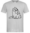 Men's T-Shirt SIMON'S CAT with a bird in his mouth grey фото