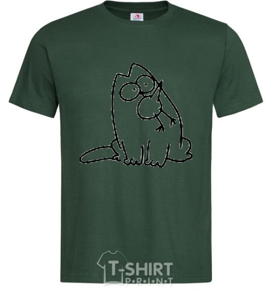 Men's T-Shirt SIMON'S CAT with a bird in his mouth bottle-green фото