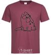 Men's T-Shirt SIMON'S CAT with a bird in his mouth burgundy фото