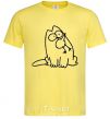 Men's T-Shirt SIMON'S CAT with a bird in his mouth cornsilk фото