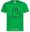 Men's T-Shirt SIMON'S CAT with a bird in his mouth kelly-green фото