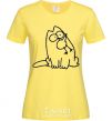 Women's T-shirt SIMON'S CAT with a bird in his mouth cornsilk фото