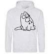 Men`s hoodie SIMON'S CAT with a bird in his mouth sport-grey фото