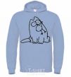 Men`s hoodie SIMON'S CAT with a bird in his mouth sky-blue фото