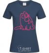 Women's T-shirt SIMON'S CAT with a bird in his mouth navy-blue фото