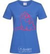 Women's T-shirt SIMON'S CAT with a bird in his mouth royal-blue фото