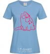 Women's T-shirt SIMON'S CAT with a bird in his mouth sky-blue фото