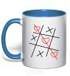 Mug with a colored handle TIC-TAC-TOE royal-blue фото